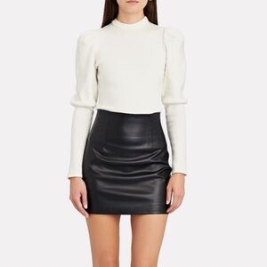 Jonathan Simkhai Standard Levy Recycled Rib Knit Puff Sleeve Top S Ivory
Y